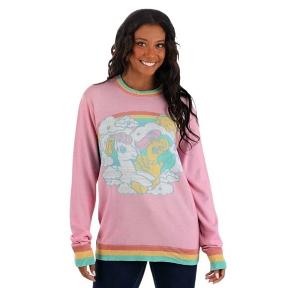 MY LITTLE PONY Women’s Retro Pink Crewneck Sweater Size Large NEW NWT - Picture 1 of 3